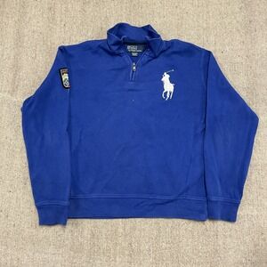 Vintage Polo Ralph Lauren sweatshirt mens Large Blue 1990s Pig Pony Patch